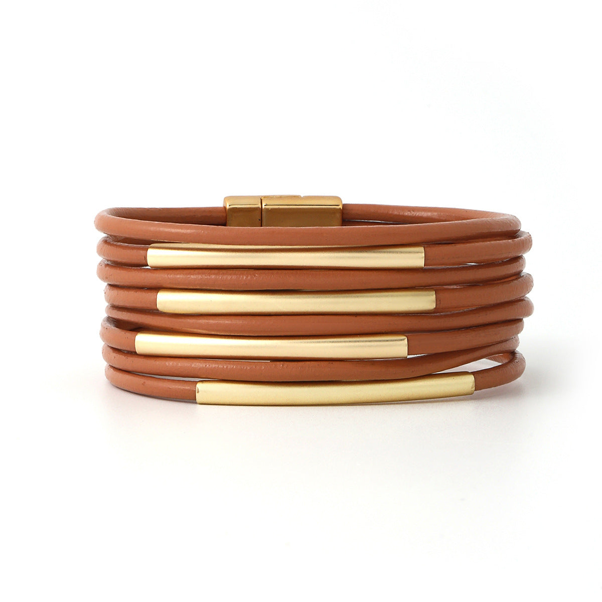 Leather Copper Tube Bracelet