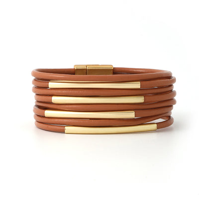 Leather Copper Tube Bracelet