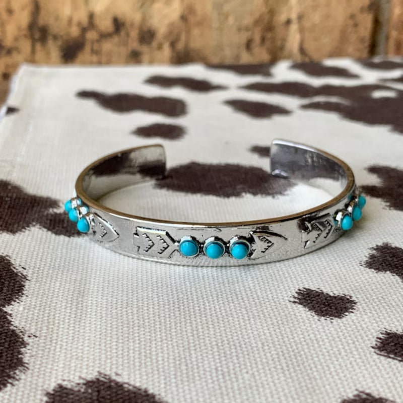Arrow Pattern Turquoise Open Bracelet