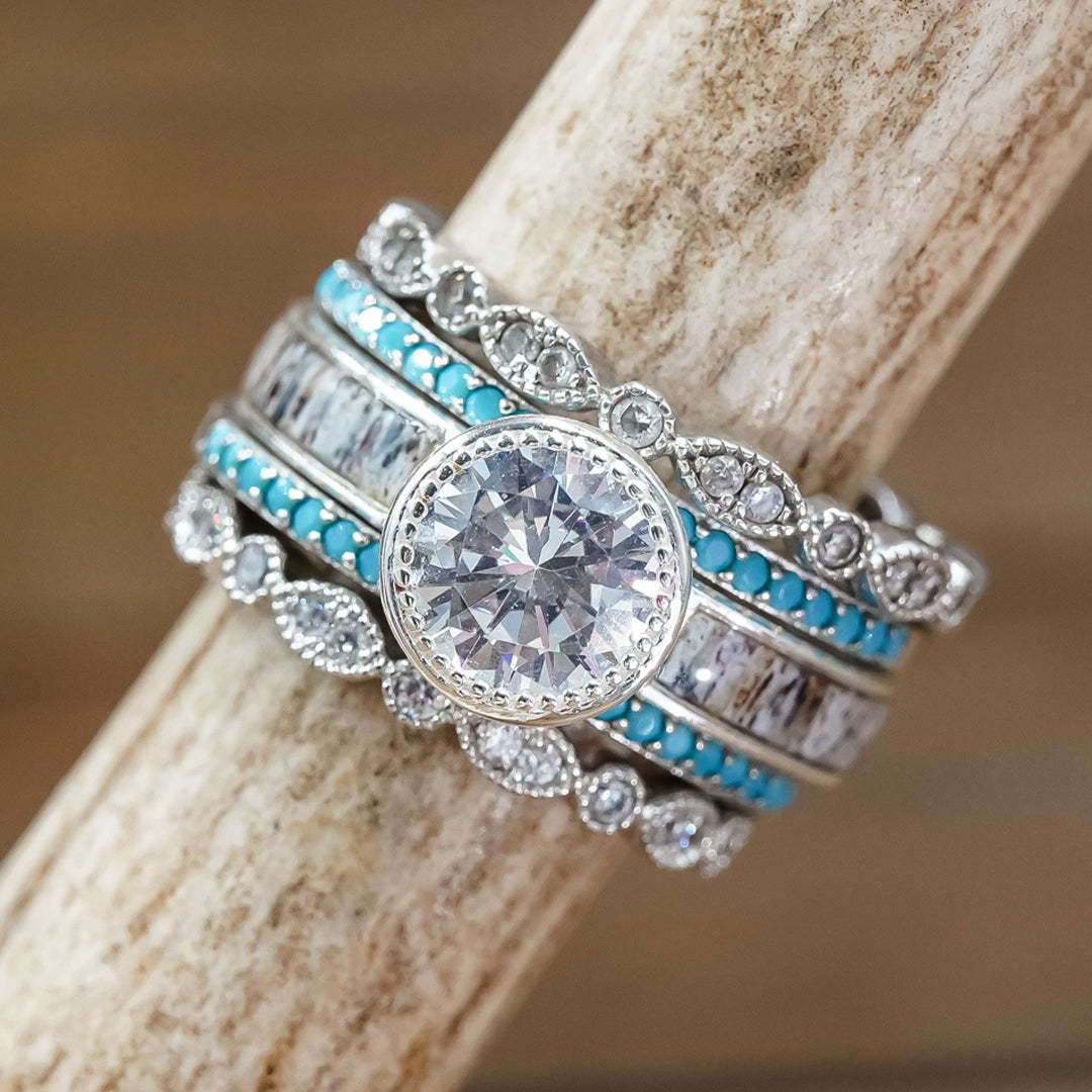 Turquoise Five Piece Ring Set