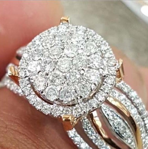 Two Tone Diamond Studded Ring