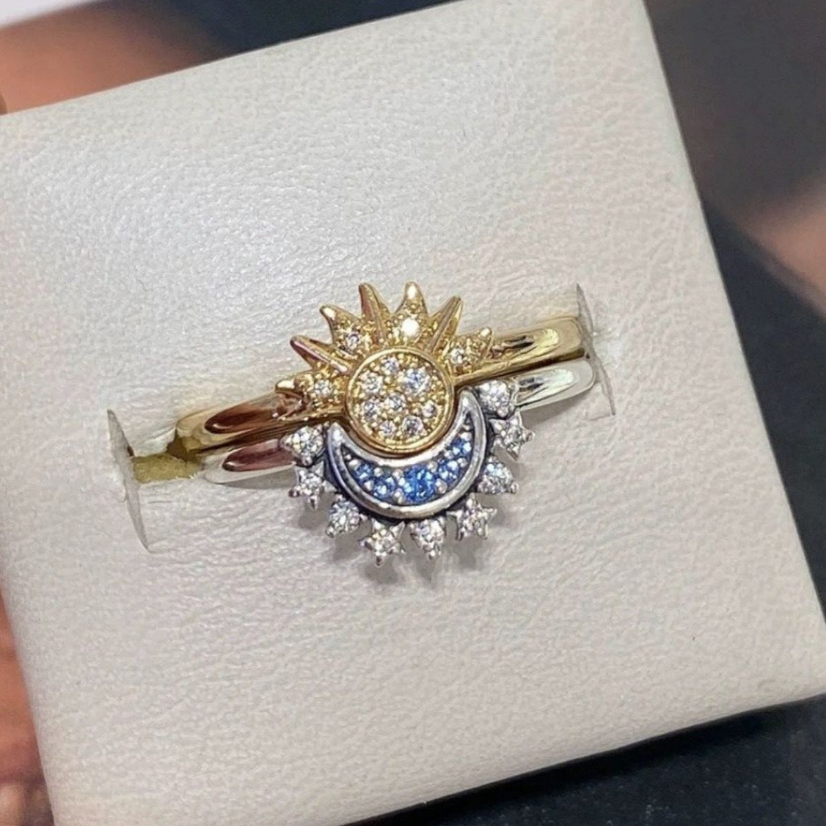 Sun And Moon Radiant Layered Ring Couple Ring