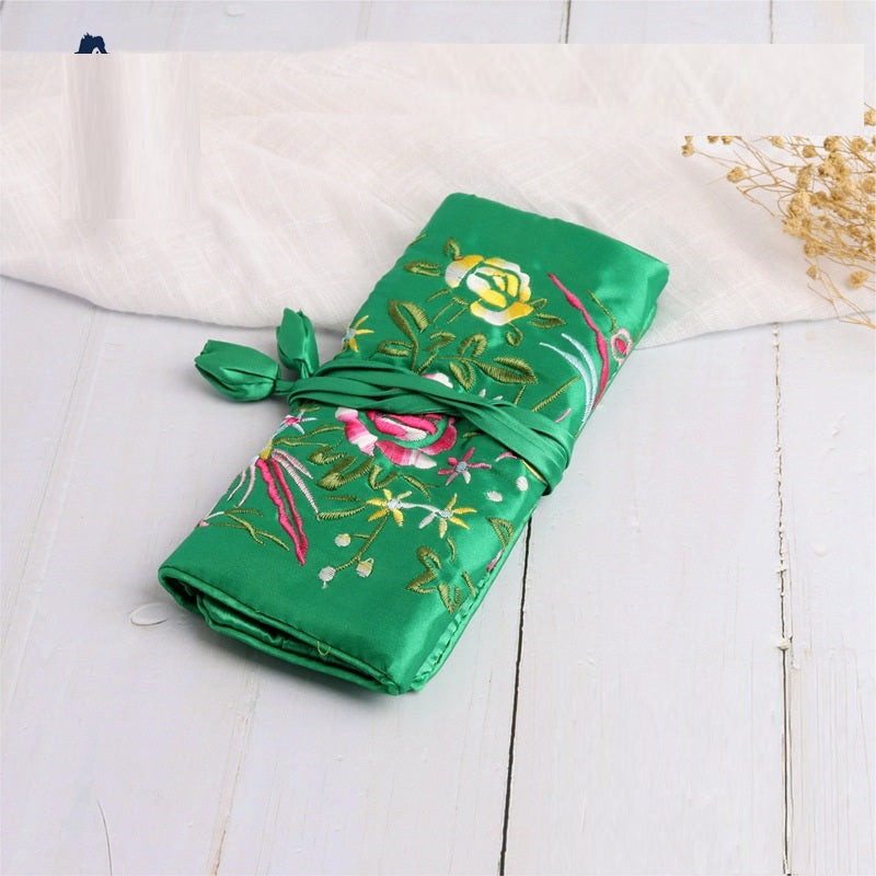 Handmade Embroidered Silk Jewelry Bag