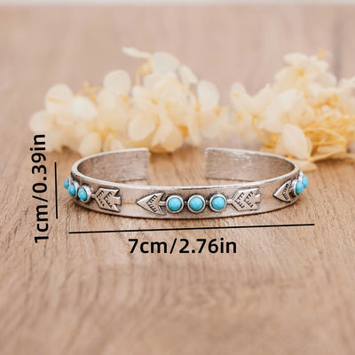 Arrow Pattern Turquoise Open Bracelet