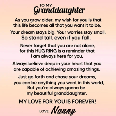 To Granddaughter -925 Sterling Silver Hug Ring (Adjustable - One Size Fits All)