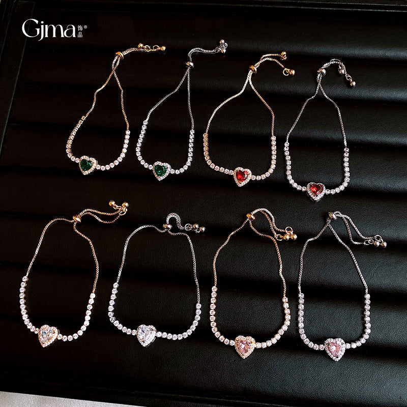 Three-dimensional Love Zircon Adjustable Bracelet