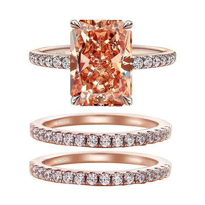 925 Sterling Silver Classic Luxury Rectangle Shiny 5A Transparent Zirconia Ring Ladies Wedding Engagement Jewelry Gift
