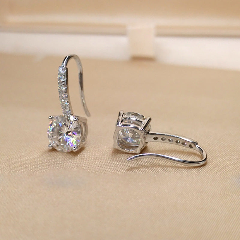 Simple Four Claw Zircon Earrings