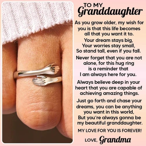 To Granddaughter -925 Sterling Silver Hug Ring (Adjustable - One Size Fits All)