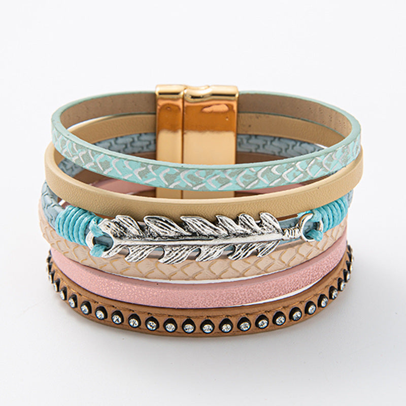 Leaf Scale Leather Bracelet