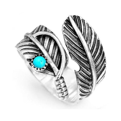 🔥🔥Last Day 49% OFF🎁Boho Feather Turquoise Adjustable Ring