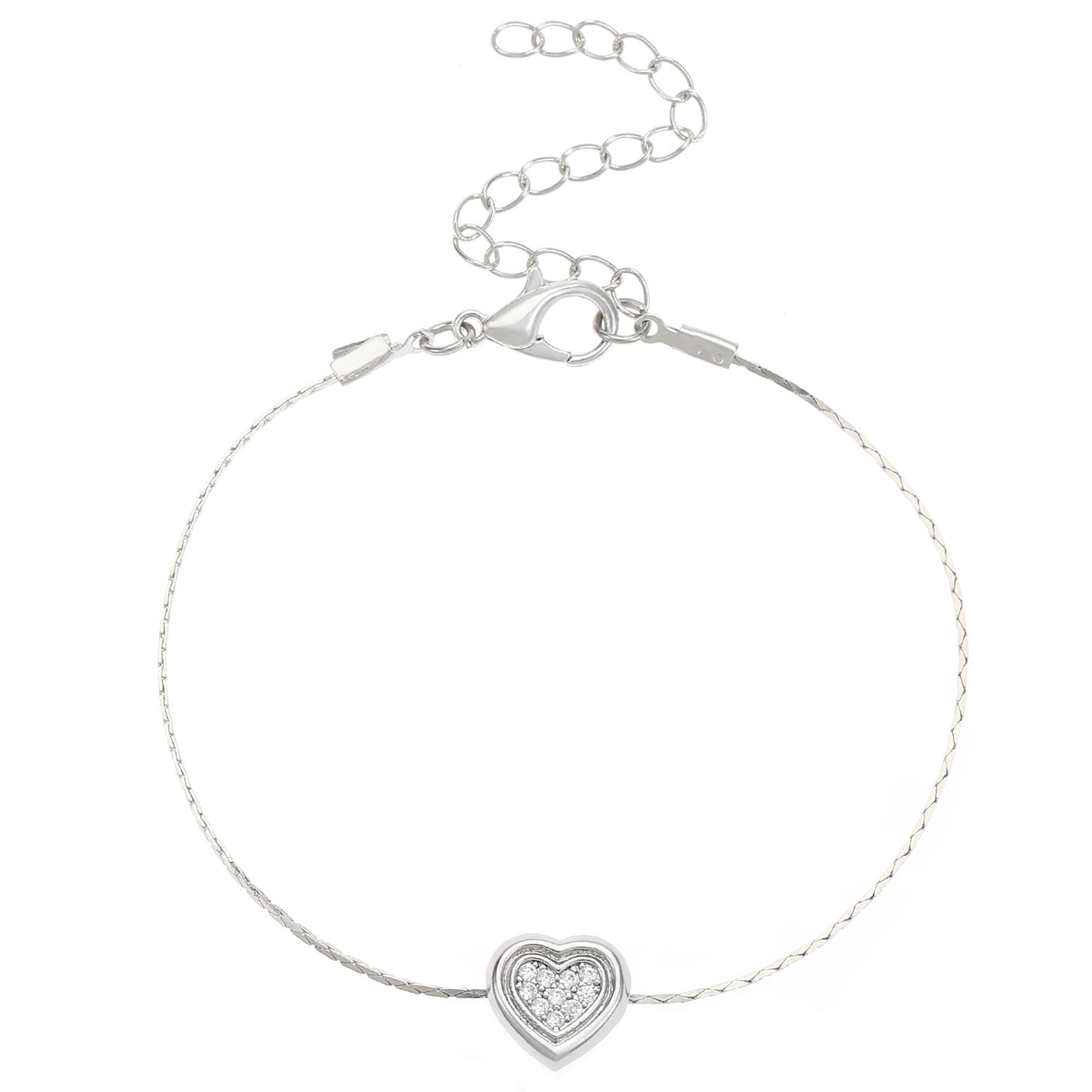 Silver Wire Chain Peach Heart Bracelet