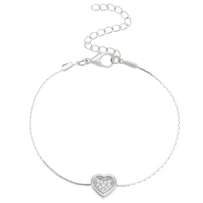 Silver Wire Chain Peach Heart Bracelet