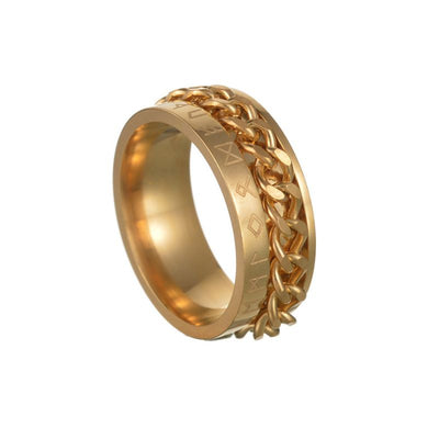 Viking Rune with Cuban Chain Spinner Ring