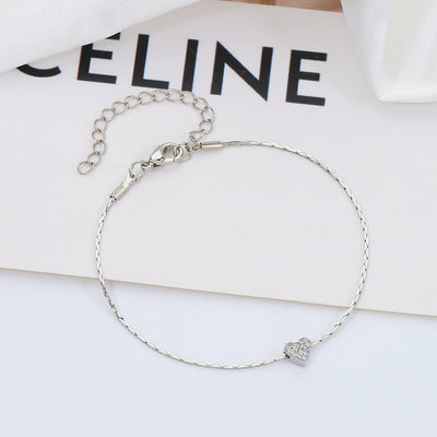 Silver Wire Chain Peach Heart Bracelet