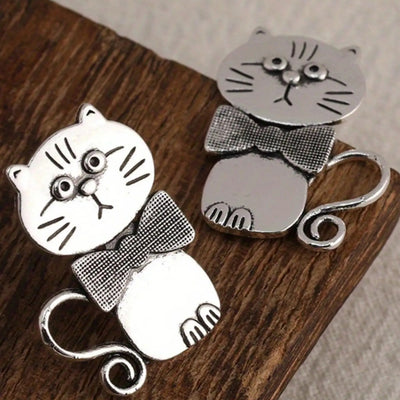 Vintage Bow Kitten Earrings
