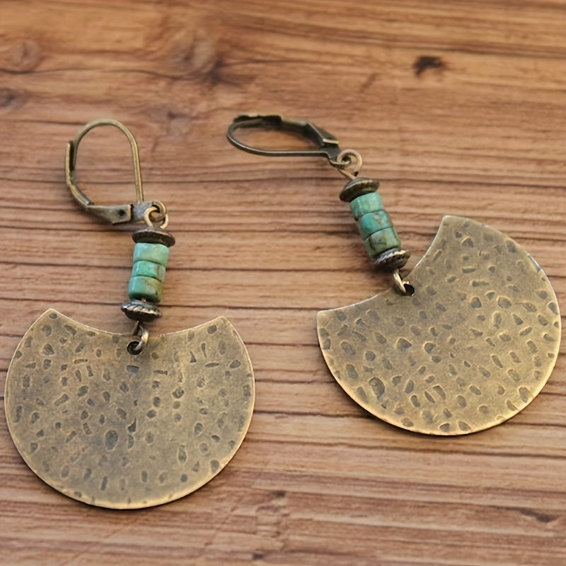Vintage Round Notch Pendant Earrings
