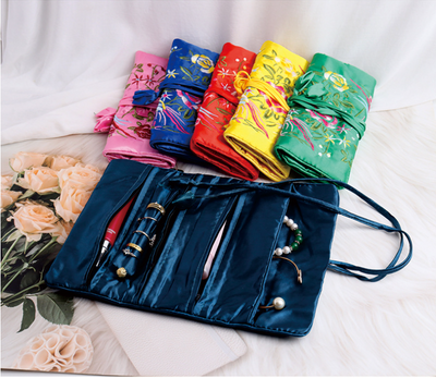 Handmade Embroidered Silk Jewelry Bag
