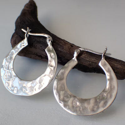 Single Hammered Hoop Earrings