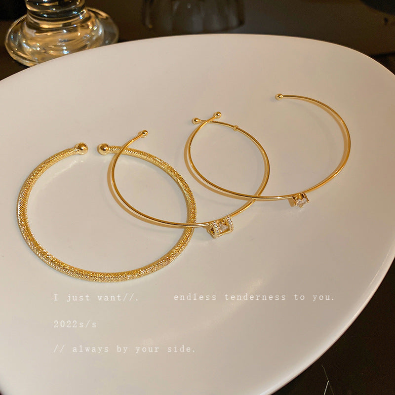 Gold  Zircon Open Bracelet