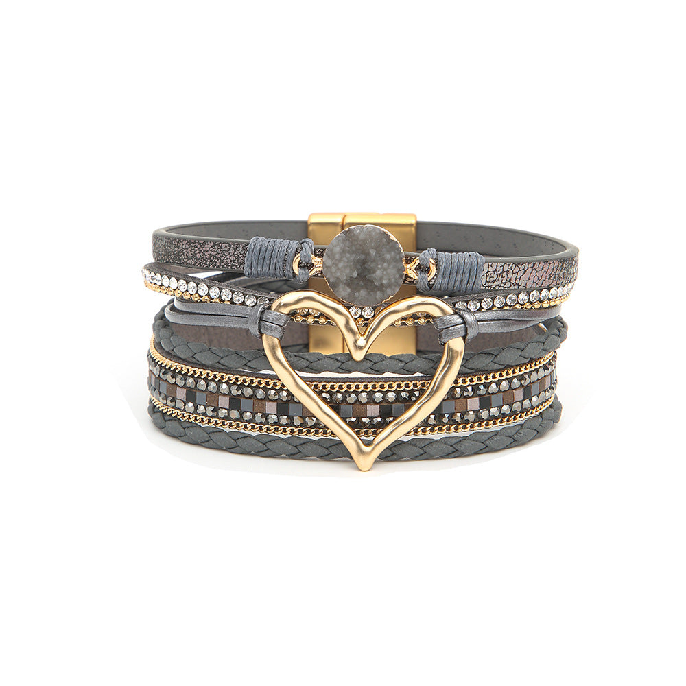Multi-layer  Heart Leather Bracelet
