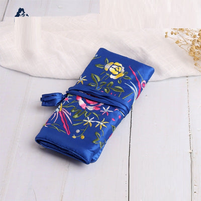 Handmade Embroidered Silk Jewelry Bag
