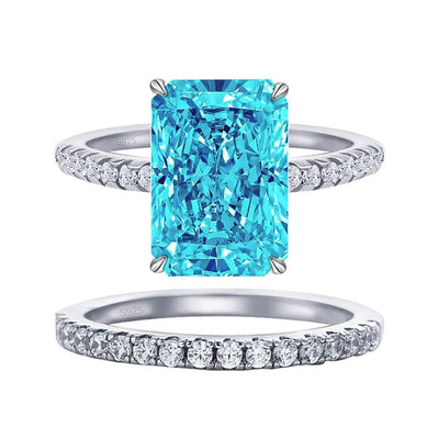 925 Sterling Silver Classic Luxury Rectangle Shiny 5A Transparent Zirconia Ring Ladies Wedding Engagement Jewelry Gift