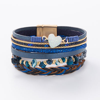 Natural Crushed Stone Leather Bracelet