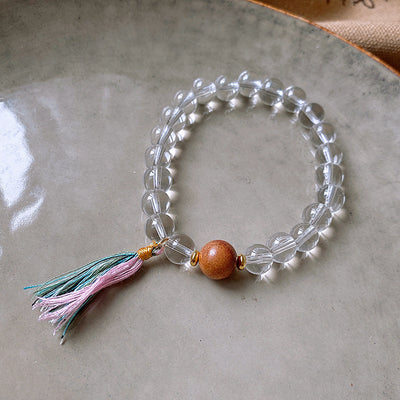 Wooden Bead Geometric Tassel  Bracelet