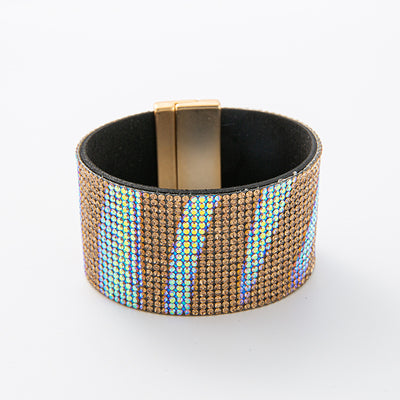 Crushed Stone Rice Bead Leather Bracelet