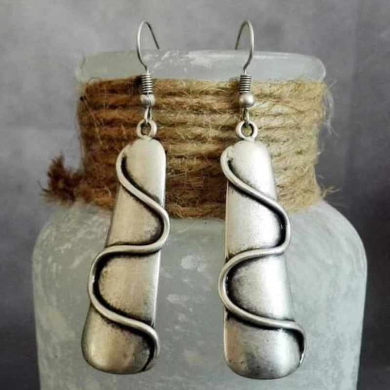 Retro Rectangular wave Earrings