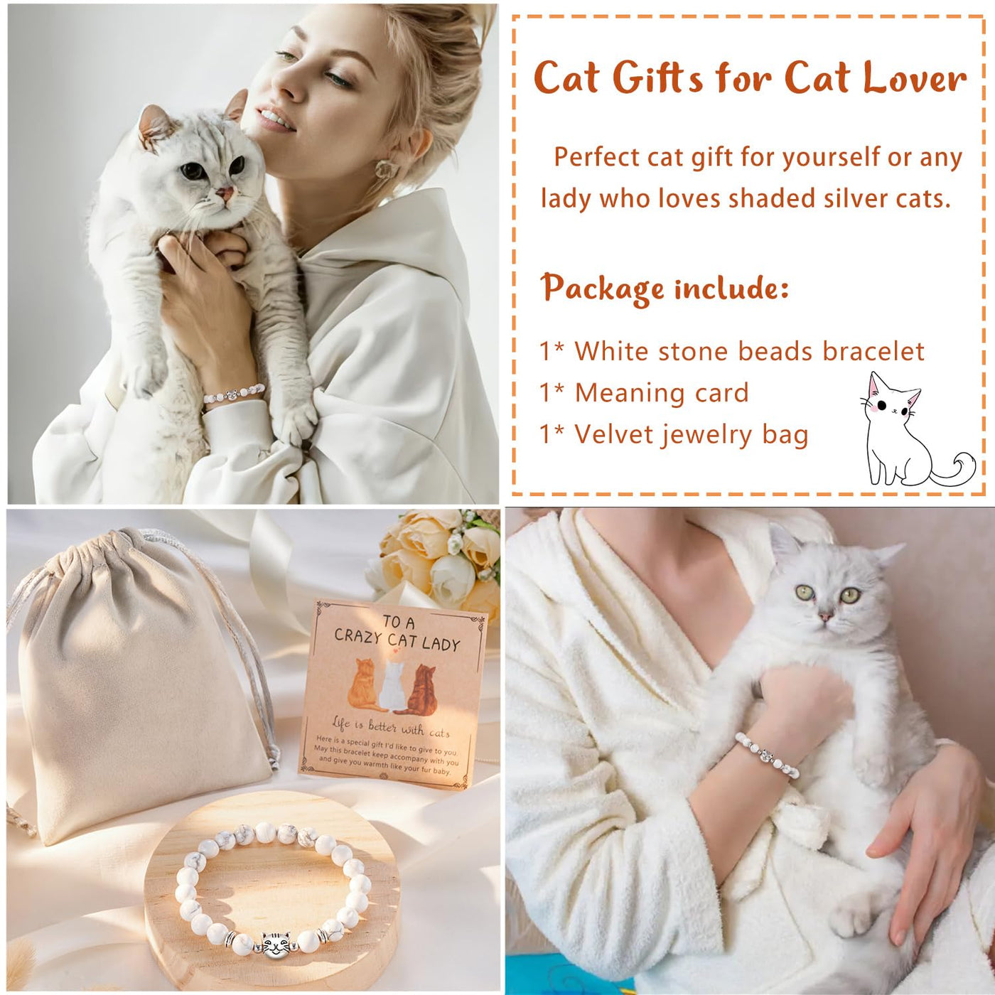 Nature Stone Bracelet Crazy Cat Lady Gifts