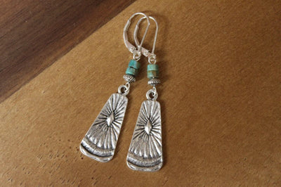 Vintage Textured Scalloped Turquoise Earrings