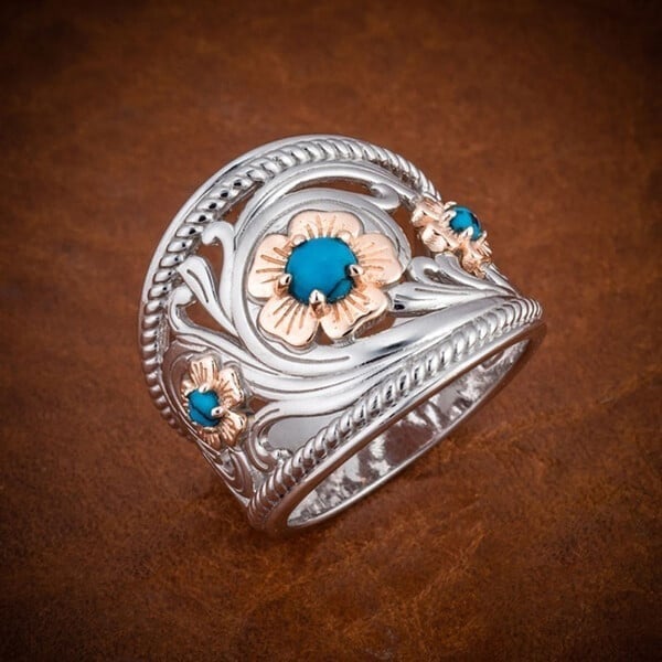 🔥Last Day 49% OFF🎁Turquoise Golden Flower Ring