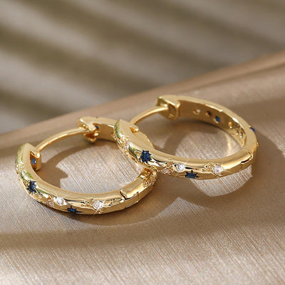 Golden Moon Star Studded Diamond Earrings