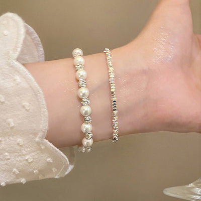 Diamond Studded Round Pearl Bracelet