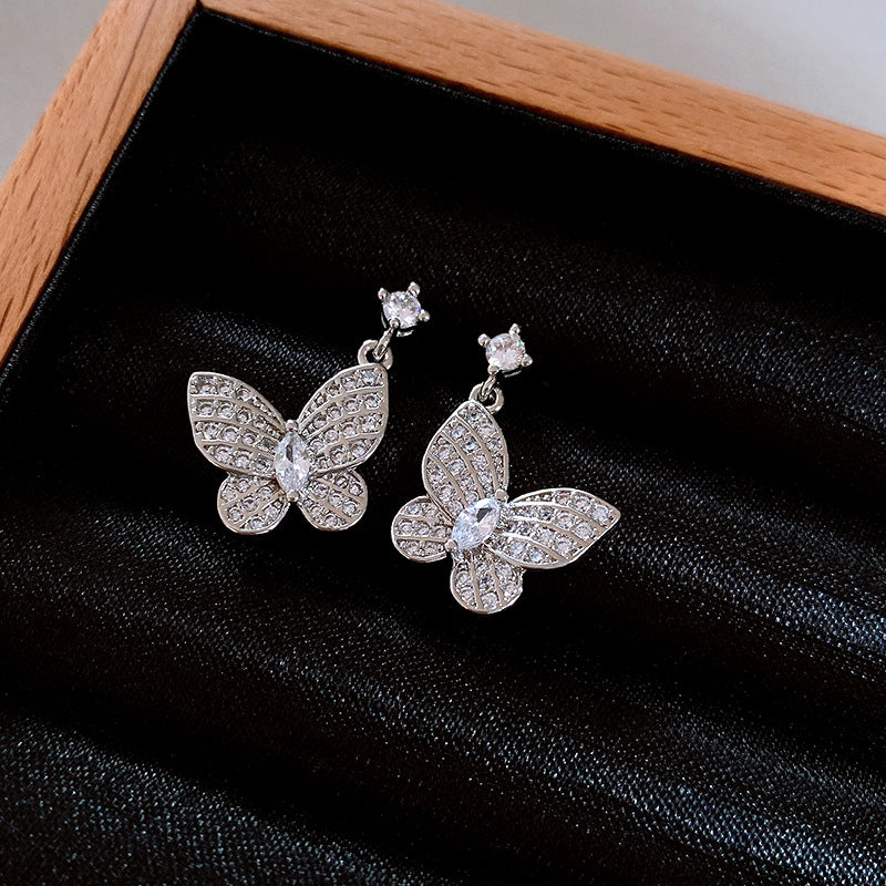 Sparkling Butterfly Zircon Water Droplet Necklace  Set