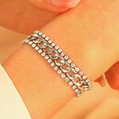 Three-layer Rhinestone  Chain Bracelet