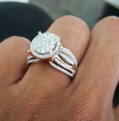Two Tone Diamond Studded Ring