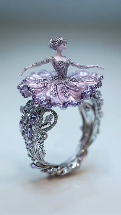 Enchanting Ballerina - Inspired Silver Ring with Lavender Gemstones
