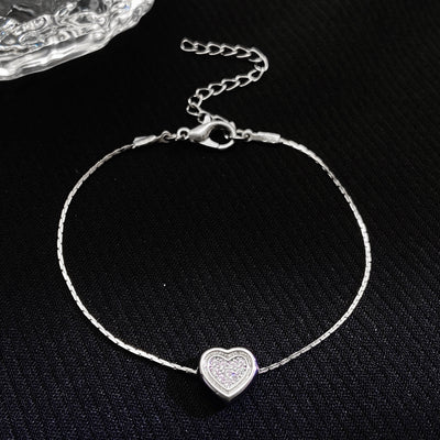 Silver Wire Chain Peach Heart Bracelet