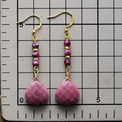 Natural Stone Red Amethyst Water Drop Earrings
