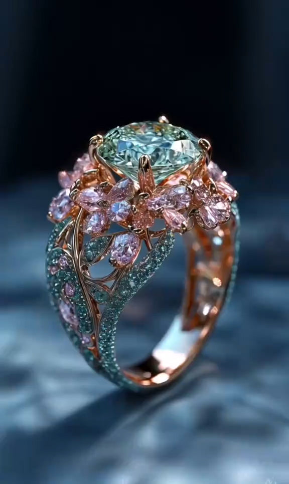 Exquisite Rose - Gold and Gem Ring: A Blossoming Beauty for Every Occasion