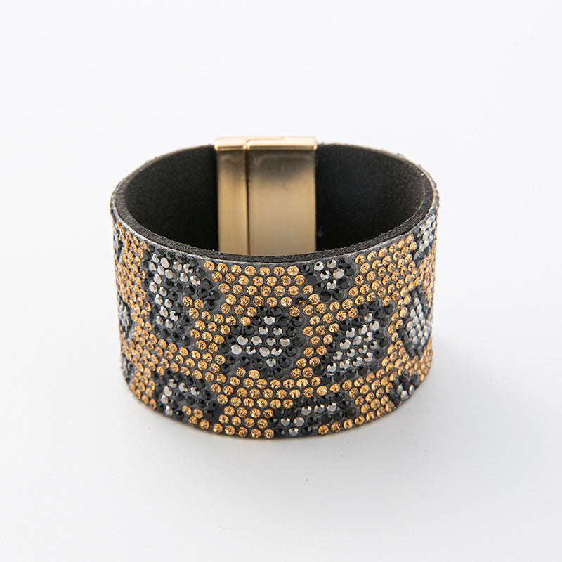 Crushed Stone Rice Bead Leather Bracelet