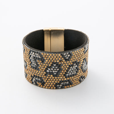 Crushed Stone Rice Bead Leather Bracelet