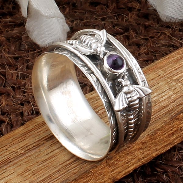 🔥Last Day 49% OFF🎁Bee Purple Gemstone Meditation Ring