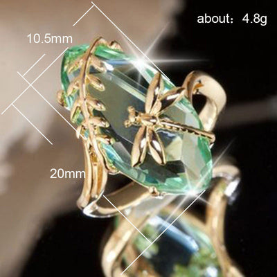 Retro Dragonfly Olive Green Ring
