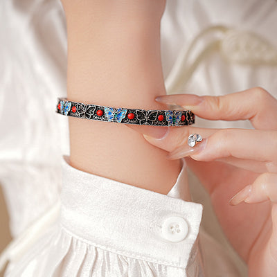 Butterfly Drip Oil Flower Round Bracelet