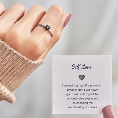 I'm Choosing My Peace Black Enamel Ring