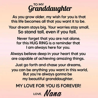 To Granddaughter -925 Sterling Silver Hug Ring (Adjustable - One Size Fits All)